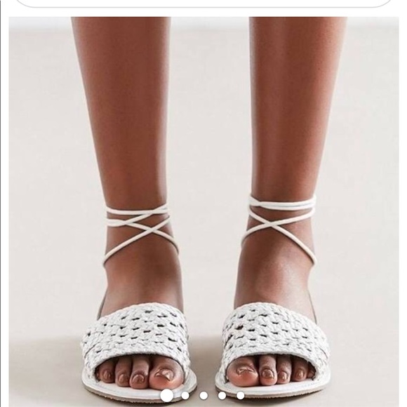 white wrap up sandals